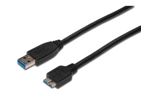 Kabel połączeniowy USB 3.0 Typ USB A/microUSB B, M/M czarny 0,25m AK-300117-003-S