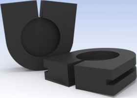 U cable gland, cable Ø 14 mm, TPE, black, 12621PS01