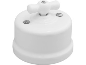 Łącznik podwójny obrotowy natynkowy Retro ceramic 10A-250V~, biały