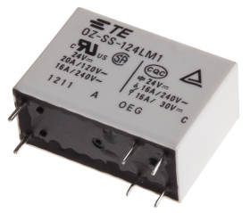 Przekaźnik mocy 24V dc SPST TE Connectivity 540mW, montaż PCB 1100Ω Styk płytki drukowanej