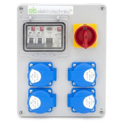 Rozdzielnica budowlana Mikołajki 4*GS + wyłącznik główny + zabezpieczenia, obudowa naścienna, 4NO42C00FTRG