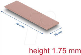18480 Heat conduction pad, 3.0 W/mk, 70 x 20 x 1.75 mm, Silicone free