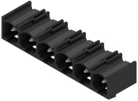 Pin header, 6 pole, pitch 7.62 mm, angled, black, 1472280000