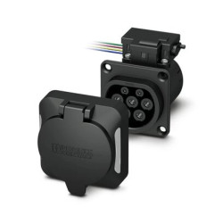 Gniado do stacji ładowania EV, klapka ochronna, 12V, 4 -bieg. rygiel, czujnik temp., wskaźnik LED EV-T2M3SO12-4P-P-SET