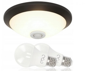Komplet Plafon z czujnikiem ruchu 360 Czarny E27 400.010.143 HOROZ + 2x żarówka EDO777498