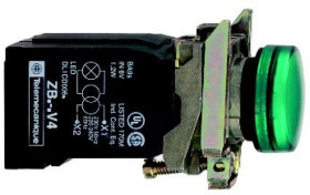 Wskaźnik św. ziel. O22 zwykła soczewka z żarówką BA9s 220...240V XB4BV43