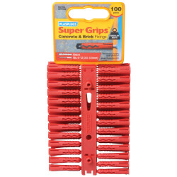 Plasplugs SRP502CC SRP 502 Solid Wall Super Grips&#x2122; Fixings Red (100)