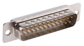 Złącze D-Sub 25-pinowe Męski Kątowe Montaż na kablu raster 2.77mm Złoto