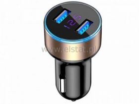 Ładowarka sam. 2x USB 5V ( 2x 4,8A ) LED BL złot