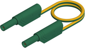 Measuring lead with (4 mm plug, spring-loaded, straight) to (4 mm plug, spring-loaded, straight), 0.5 m, green/yellow, PVC, 1.0