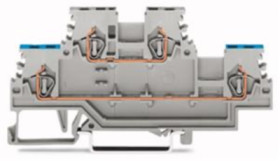 Feed-through/feed-through terminal block, spring-clamp connection, 0.08-1.5 mm², 2 pole, 18 A, 6 kV, gray, 279-512