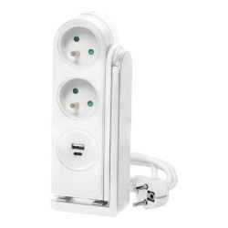 Gniazdo przedłużacz biurkowy z ładowarką USB i zaciskiem mocującym OR-AE-13245/W/1,4M