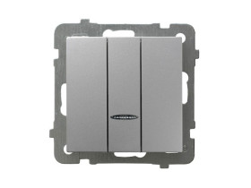 AS Wyłącznik potrójny z podświetleniem pomarańczowym srebrny ŁP-13GS/m/18 OSPEL