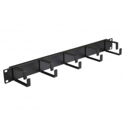 Organizator kabli RACK 19" 1U metalowy czarny NEKU z metalowymi uchwytami