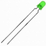 LED, THT, Ø 3 mm, green, 565 nm, 4 mcd to 0.014 cd, 60°, TLHG4401