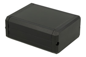 Obudowa; uniwersalna; P85.80.40; aluminium; 85mm; 80mm; 40mm; czarny; zaślepki czarne ABS; zdejmowany panel; RoHS