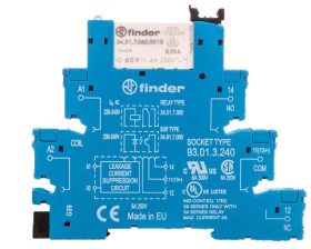 Przekaźnikowy moduł sprzęgający 1P 6A 230-240V AC 6,2mm styki AgNi do LINII DŁUGICH 38.51.3.240.0060