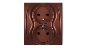 Logo Gniazdo Podwójne Z/U Brązowy Metalik 9Lgp-2Zp