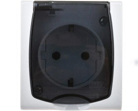 MADERA Gniazdo hermetyczne pojedyncze z/u Schuko IP44 klapka przezroczysta biała GNH-1NS/00/d