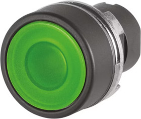 Pushbutton, illuminable, groping, waistband round, green, front ring black, mounting Ø 22.3 mm, 46-2231.11H0.000