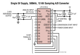 12-Bit, 500ksps Sampling A/D Converter with Shutdown