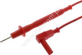 4419-F2-IEC-100-RT, Przewód SIL 1,0mm2, 1,0m, sonda/wt.kąt.4mm, sonda 2mm, bezp. 1kV/kat.II, 16A, czerwony, ELECTRO-PJP, 4419F2I