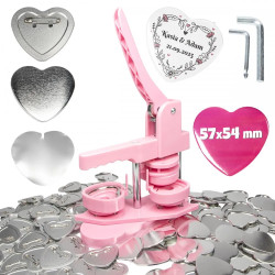 Maszyna do przypinek, prasa do przypinek Serca zestaw 100szt.