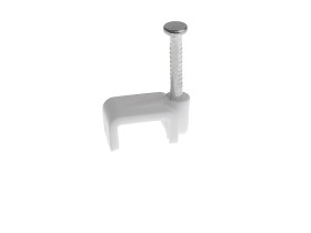 Uchwyt kabla 10x5 mm płaski biały (100szt)