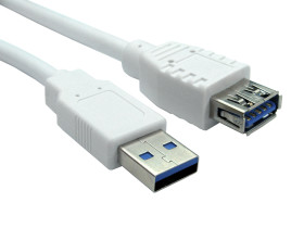Kabel USB Złącze A USB A Złącze B USB A dł. 1.8m Przewód przedłużający USB USB 3.0 kolor: Biały