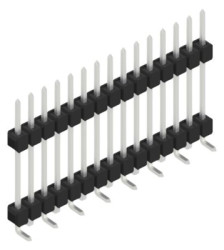 Pin header, 15 pole, pitch 2.54 mm, angled, black, 10051919