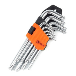 Zestaw kluczy imbusowych TORX , 9 sztuk, Cr-V (25-007)