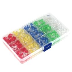 Zestaw diod LED 5mm 500sztuk czerwona żółta niebieska zielona biała