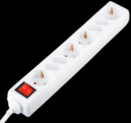 4 + 4-outlet power strip, white with switch