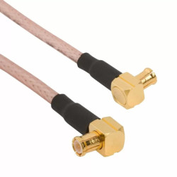 Coaxial cable, MCX plug (angled) to MCX plug (angled), 50 Ω, RG-316, grommet black, 153 mm, 255104-01-06.00