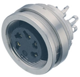 Panel socket, 5 pole, solder cup, screw locking, straight, 09 0120 00 05