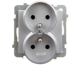 SONATA Gniazdo podwójne z/u srebro mat GP-2RRZ/m/38