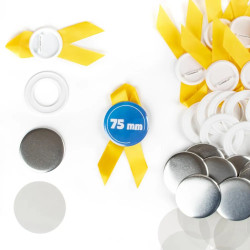 Przypinki z wstążką 75mm - żółte, zestaw 50 sztuk