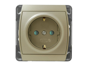 GAZELA Gniazdo pojedyncze z uziemieniem schuko z przesłonami satyna GP-1JSP/m/16/16 OSPEL