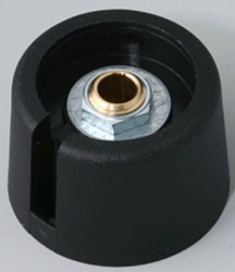 Rotary knob, 4 mm, plastic, black, Ø 23 mm, H 16 mm, A3023049
