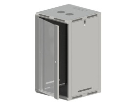 Szafa rack wisząca/stojąca 19 cali 21U 600x500, niedzielona, drzwi szklane, kolor szary FLAT PACK