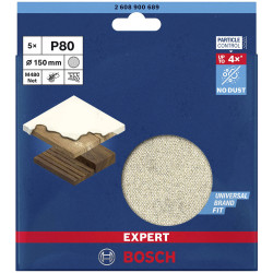 Bosch 2608900689 EXPERT M480 Sanding Discs 80 Grit 150mm 5pk Dust-Free