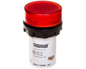 Lampka sygnalizacyjna MB z LED, monoblok, 230V AC, płaski klosz, czerwona T0-MBSD220K