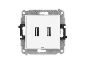 MINI Gniazdo USBx2 podwójne A-A 2.0 bez p.opis. biały MGUSBBO-2 KARLIK