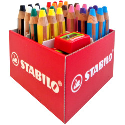 STABILO UK/880-30 Woody 3 in 1 Pencil Classpack of 30 (10 Colours 2 Sharpeners)