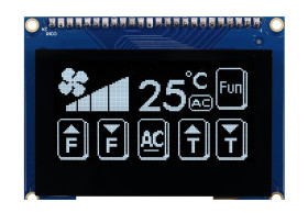 Wyświetlacz OLED 2.42 Biały macierz pasywna 128 x 64 Midas COB I2C, Równoległe