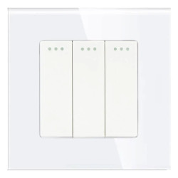 Włącznik światła szklany potrójny - biały - Tawoia Glass