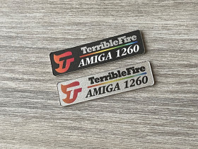 Amiga 1260 'TerribleFire' badges 0.5mm thick