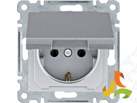 LUMINA Gniazdo pojedyncze z uziemieniem schuko z pokrywą srebrne WL1152 HAGER