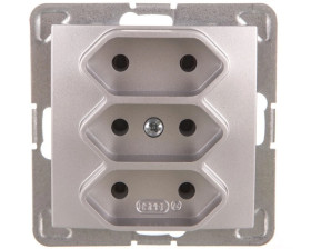 IMPRESJA Gniazdo potrójne b/u 2,5A EURO srebro GP-3Y/m/18