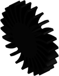 LED heatsink, (L x Ø) 20 x 120 mm, 2.25 to 0.58 K/W, black anodized, 10079738